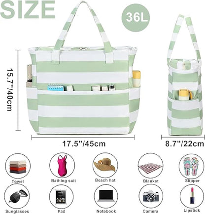 Waterproof Beach Tote Pool Bags for Women Ladies Extra Large Gym Tote Carry On Bag With Wet Compartment for Weekender Travel