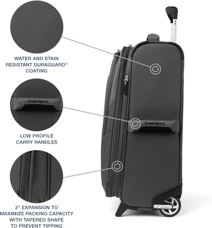 Travelpro Maxlite 5 Softside Expandable Upright 2 Wheel Carry on Luggage, Lightweight Suitcase, Men and Women, Shadow Grey, Carry On 22-Inch