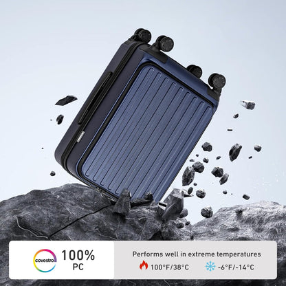 KYME Luggage Sets, 100% PC Suitcase With Double Spinner Wheels & TSA Lock, Hard Shell 3 Piece Set, 22/26/30, Navy