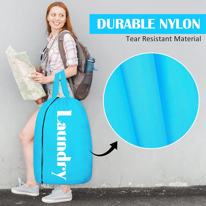 Sylfairy 2 Pack XL Laundry Bag with Strap,Heavy Duty Travel Laundry Bag,Rip-Stop Dirty Clothes Shoulder Bag with Drawstring,Easy Fit a Laundry Hamper or Basket Travel Essentials