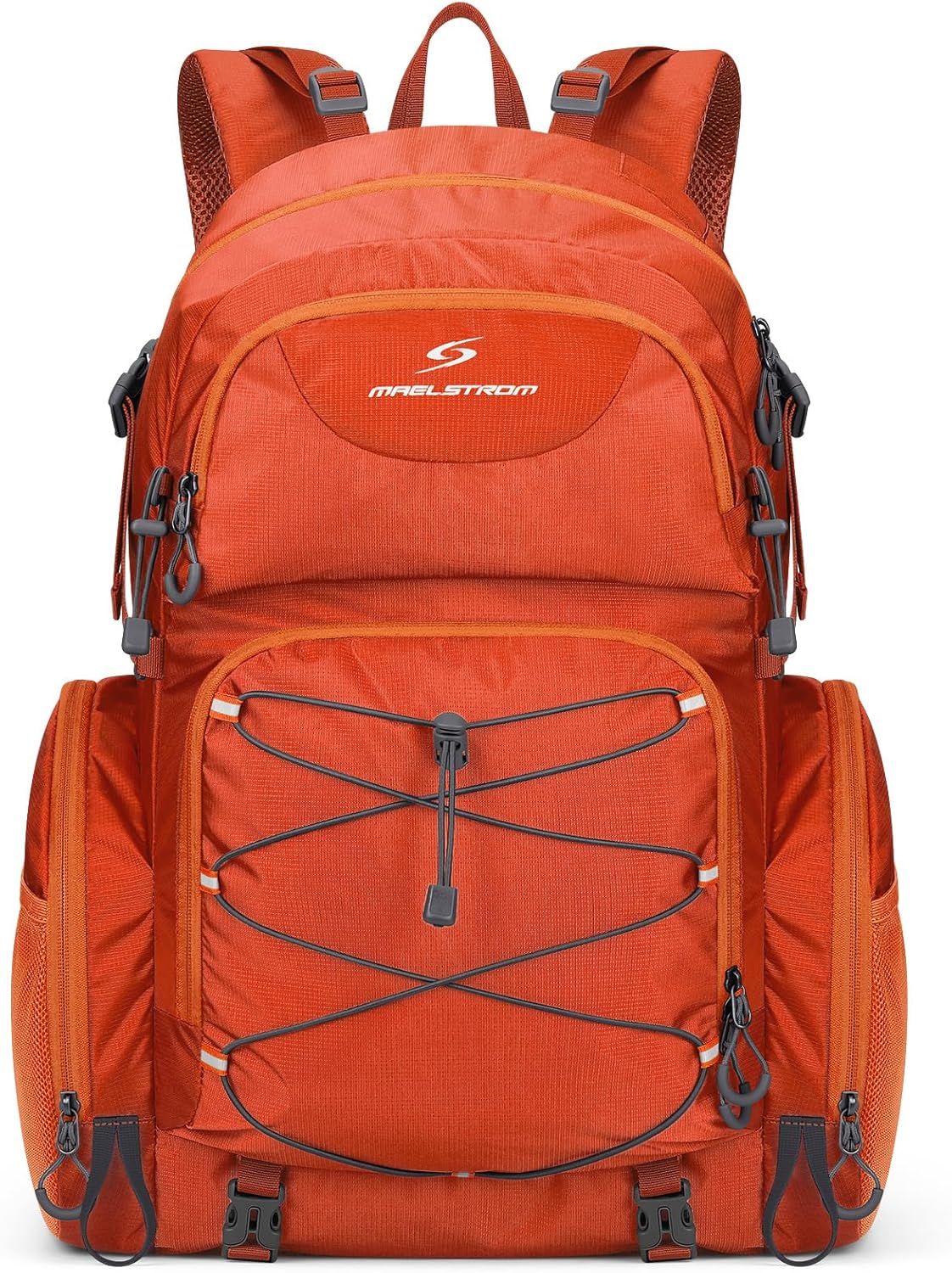 Maelstrom Hiking Backpack, 40L Waterproof Camping Daypack for Men and Women, Lightweight Travel Pack with Rain Cover-Orange