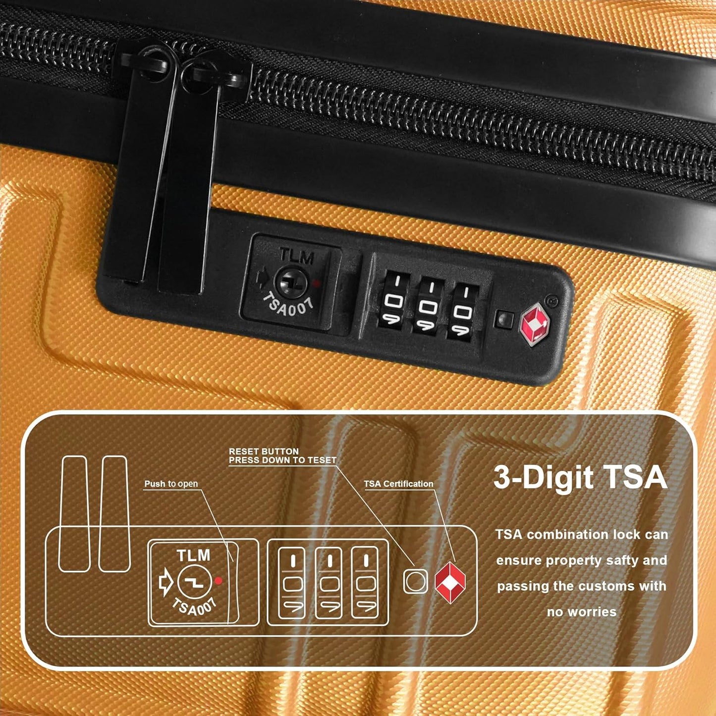 Luggage Sets 4 Piece, ABS PC Lightweight Suitcases with Wheels, Hardshell Luggage Sets Suitcase set with TSA Lock Orange (12in 20in 24in 28in)