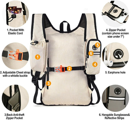 Seektop 15L Small Hiking Backpack for Women Men, Foldable Packable Backpack with Phone Pocket, Lightweight Travel Daypack for Hiking Camping Outdoor (Beige)