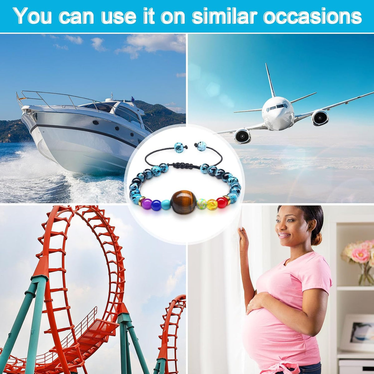 Sureio 6 Pcs Motion Sickness Bands Bracelet Anti Nausea Adjustable Wristband for Cruise Ship Essentials Seasickness Adult