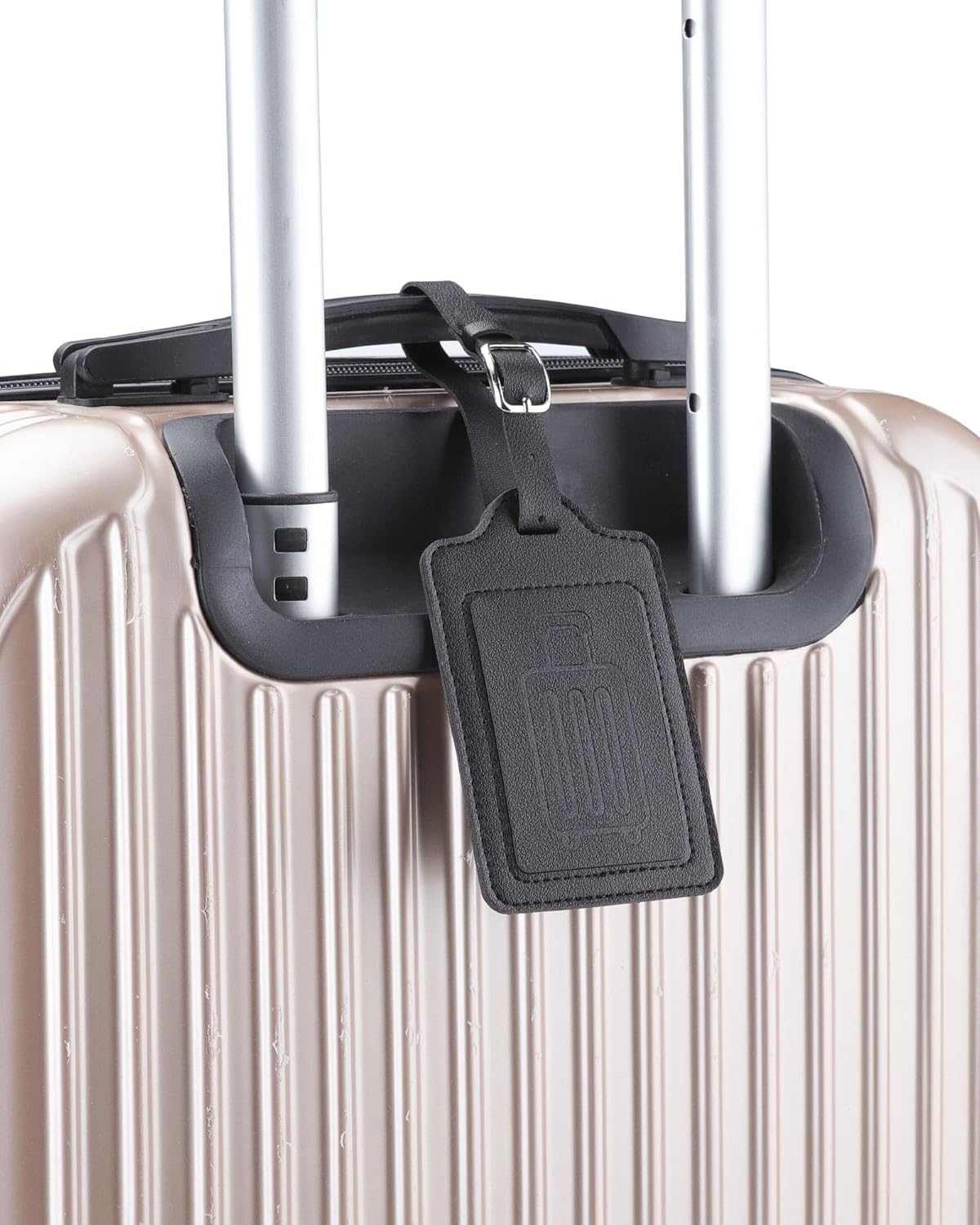 Teskyer Luggage Tags for Suitcases, TSA Approved with Privacy Protection Cover, Premium Faux Leather Bag Tags for Travel - 2 Pack, Black