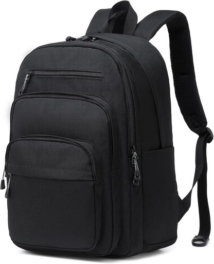 Lanola Basic Multi-Pocket Multipurpose Backpack Classical Water Resistant Student Bookbag For School Business Travel or Casual Daypack Backpacks for Men or Women - Black