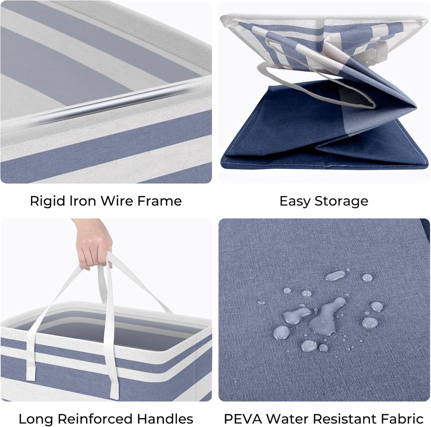 HomeHacks 2 Pack Large Laundry Baskets, Waterproof, Freestanding Laundry Hampers, Collapsible Clothes Hamper with Reinforced Handles in Laundry, College Dorm, Bathroom, Bedroom (Blue+Pink, 88Lx2)