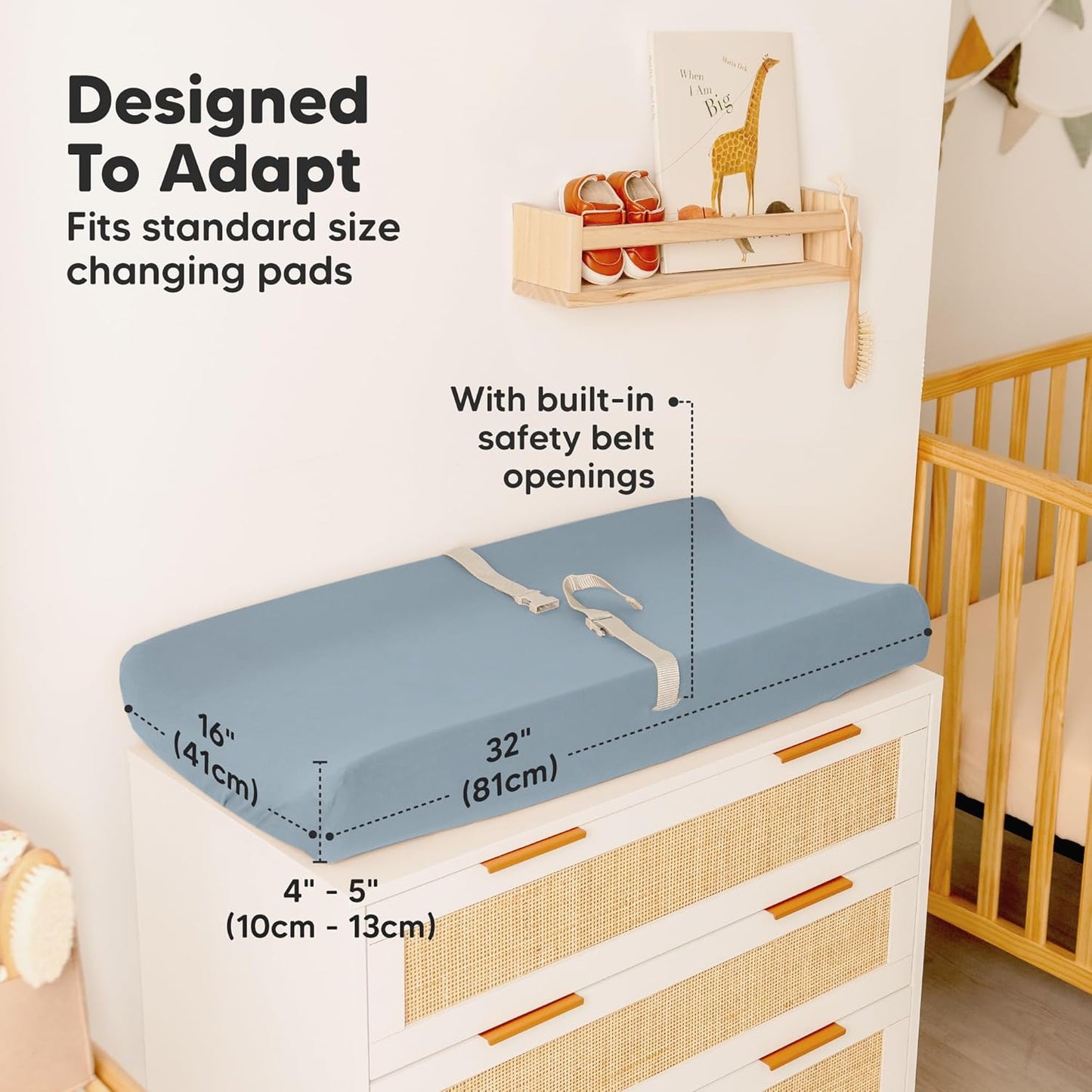 2-Pack Organic Changing Pad Covers for Girl, Boy, Neutral - 100% Cotton Changing Table Pad Cover, Soft Baby Nursery Diaper Changing Pad Sheets, Contour Changing Pads Liners, Change Pad Cover (Steel)