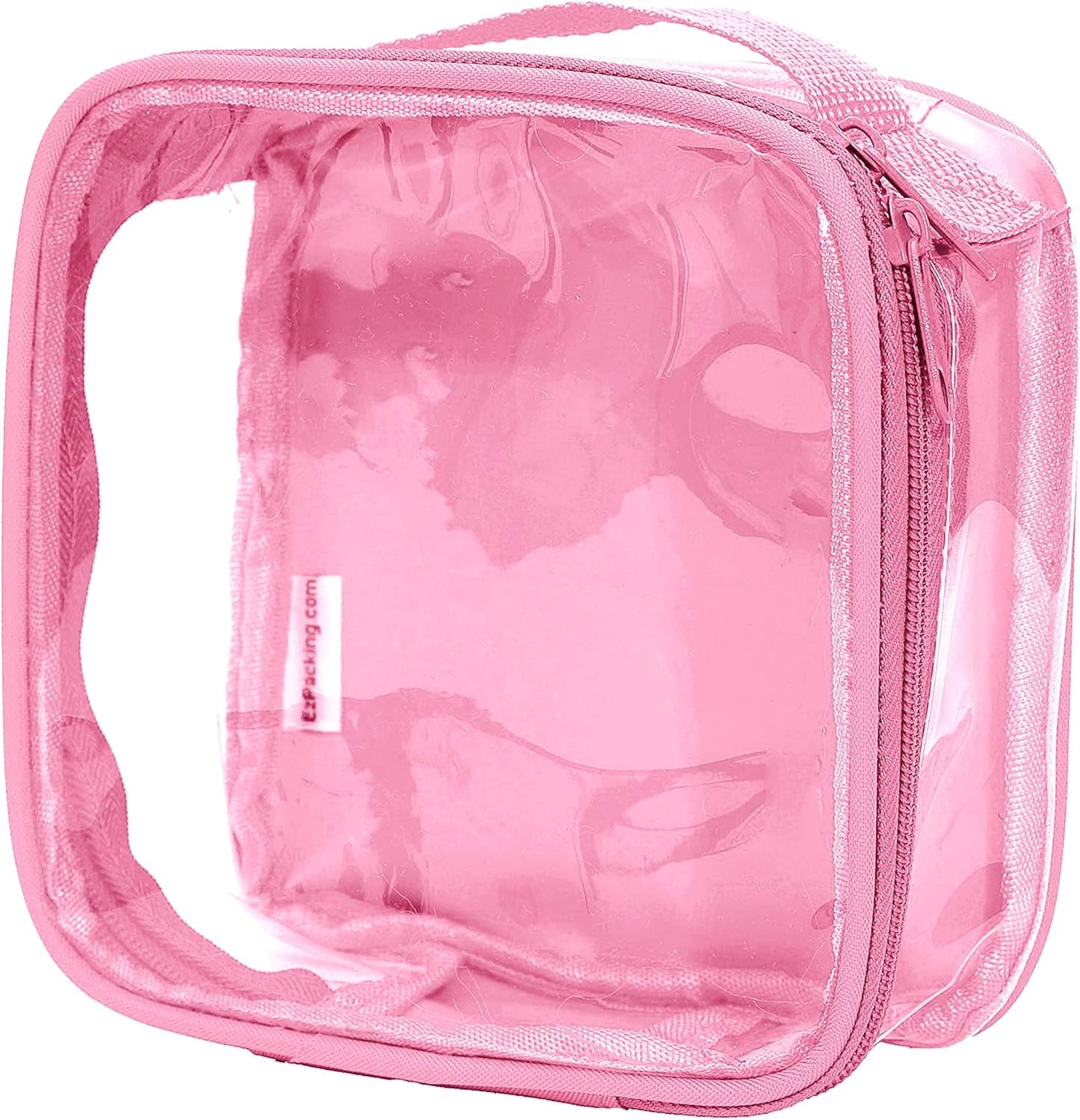 EzPacking Clear TSA Approved 3-1-1 Travel Toiletry Bag for Carry On/Quart Size Transparent Liquids Pouch for Airport Security & Carry On (Rose)