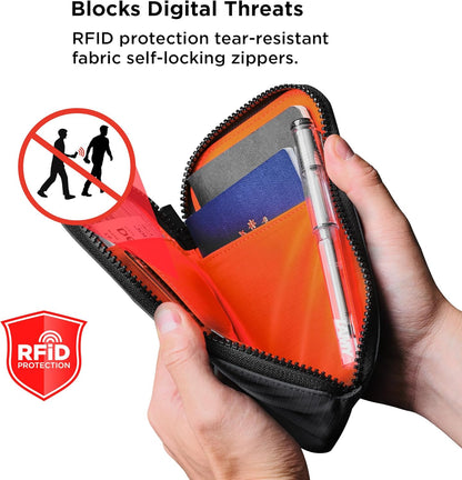 ALPAKA Zip Travel Wallet - Store Your Travel Accessories Efficiently - 3 Internal Pockets For Your Passport and More - 2 Card Slots - Made From Recycled and RFID-Protective Material