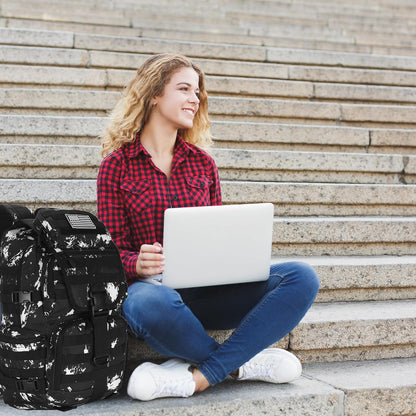 50L Military Tactical Backpack Hiking Waterproof Backpack Large Military Pack 3 Day Assault Pack Molle Bag Rucksack (Black Lightning)