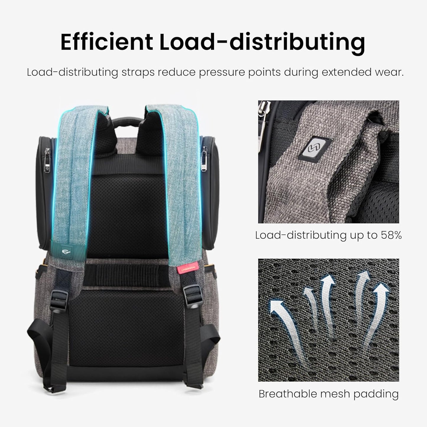 CROSSGEAR Casual Daypack Backpack, Lightweight, Shock-absorbing Padding Strap, Breathable Back, Work Business Laptop Backpack for Men, Multi-Pocket, Water-resistant, 14” Laptop Compartment, 24L