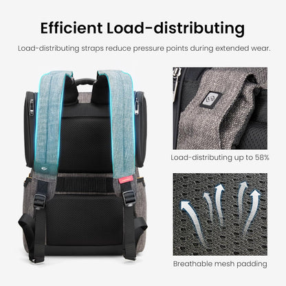 CROSSGEAR Casual Daypack Backpack, Lightweight, Shock-absorbing Padding Strap, Breathable Back, Work Business Laptop Backpack for Men, Multi-Pocket, Water-resistant, 14” Laptop Compartment, 24L