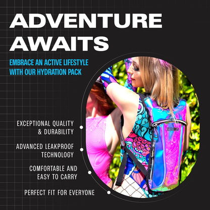 Sojourner Rave Hydration Pack - Hydration Backpack - Hydropack with 2L Bladder - Water Backpack for Festivals, Hiking, Running, Biking and More