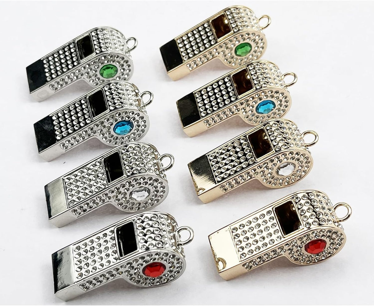 Whistle,Rhinestone Sports Whistle with Keychain for Coach/Referee/Training/Lifeguard/Teachers(Gold)