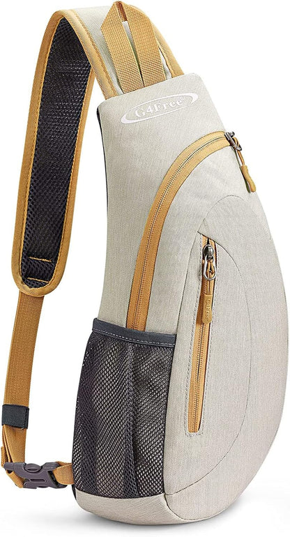 G4Free Sling Bag for Men Women, Small Crossbody Backpack Lightweight Chest Shoulder Bags for Travel, Outdoor and Sports (Ivory)