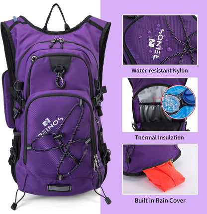 Hydration Backpack Pack with 2L Water Bladder 18L Hiking Backpack Women Men Lightweight Hydropack Insulated Daypack for Biking, Running, Festival