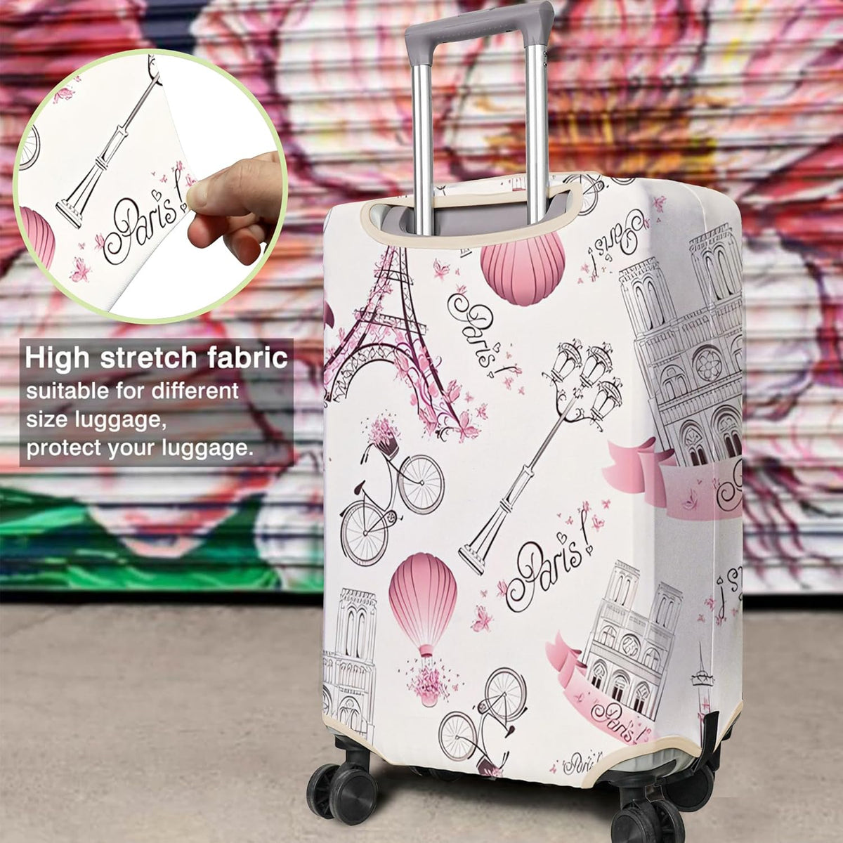 Travel Luggage Cover Suitcase Protector Fits 18-32 Inch Wheel Covers PatternedTravel Related Items Flower Luggage Protector Elastic L