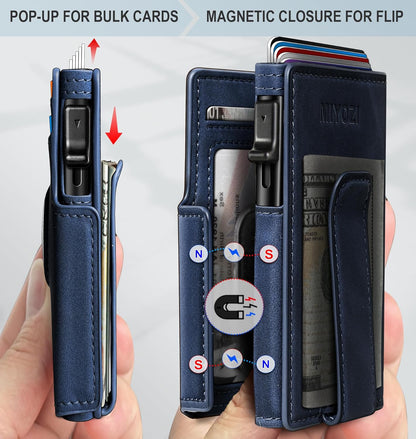 Airtag Wallet for Men,with Money Clip 10 Cards Metal Case Smart Slim Pop Up Credit Card Holder Flip with Magnetic Closure RFID Blocking wallet with Gift Box