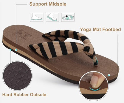 KuaiLu Flip Flops for Women with Arch Support Yoga Mat Comfortable Summer Beach Walking Thong Cushion Sandals Slip On Indoor Outdoor