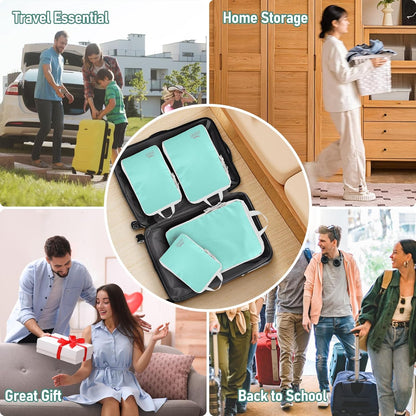 4-Piece Packing Cube Set - Lightweight Luggage Organizers for Travel, Vacation and Suitcases - Durable Accessories with Compression