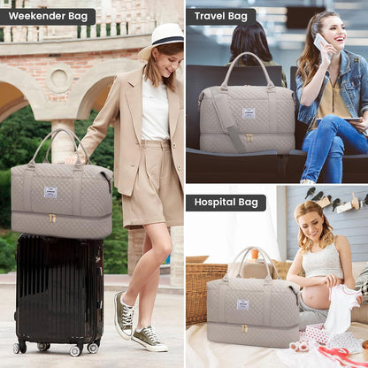 LOVEVOOK Travel Duffle Bag,Weekender Bags for Women with Shoe Compartment，Carry on Overnight Bag with Toiletry Bag,Gym Duffel Bag with Wet Pocket, Hospital Bags for Labor and Delivery