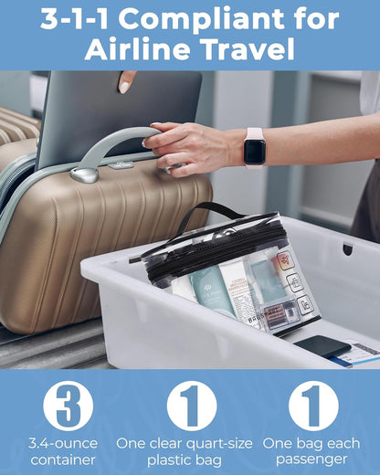 BAGSMART TSA Approved Toiletry Bag, 3 Pack Clear Makeup Cosmetic Bag Organizer, Quart Size Travel Bag for Toiletries, Carry-on Travel Accessories Essentials, Gray-3pcs