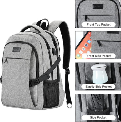 ANKUER Backpacks for Men Women, Backpack Fits Up 15.6 in Laptop Backpack for Travel, Backpacks with USB Charging Port, Work Business Backpack for Women (Grey)