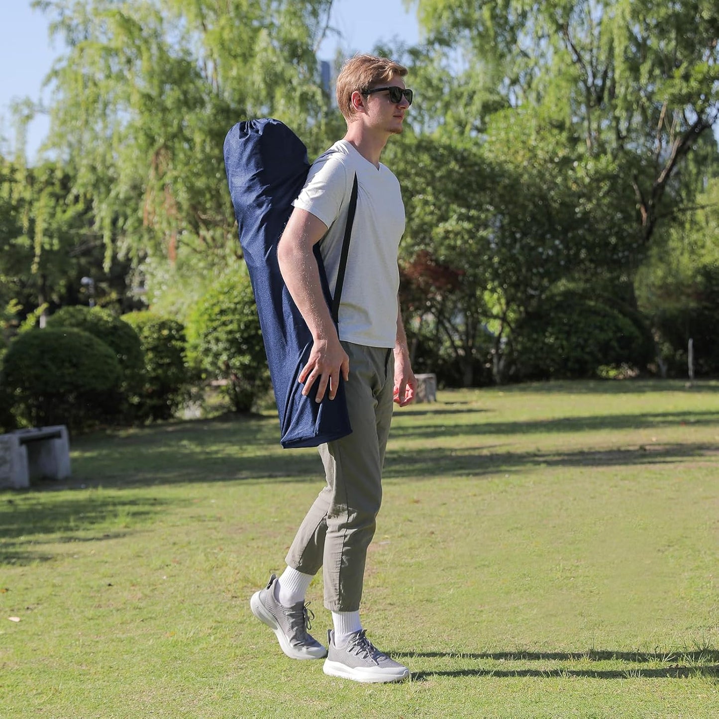 Oversized Camping Chairs 2 Pack - 450lbs Support Heavy Duty Folding Camp Chair Wide Portable Outside Collapsible Chairs with Carry Bag,Cooler,Cup Holder for Outdoor,Lawn,Sports,Baseball,Soccer-Navy