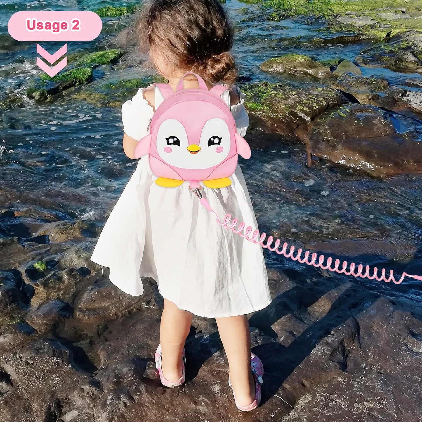 Accmor Toddler Harness Backpack Leash, Cute Penguin Kid Backpacks with Anti Lost Wrist Link, Mini Child Backpack Wristband Tether Strap and Protection Leashes Travel Bag Harness Rein for Baby Girls