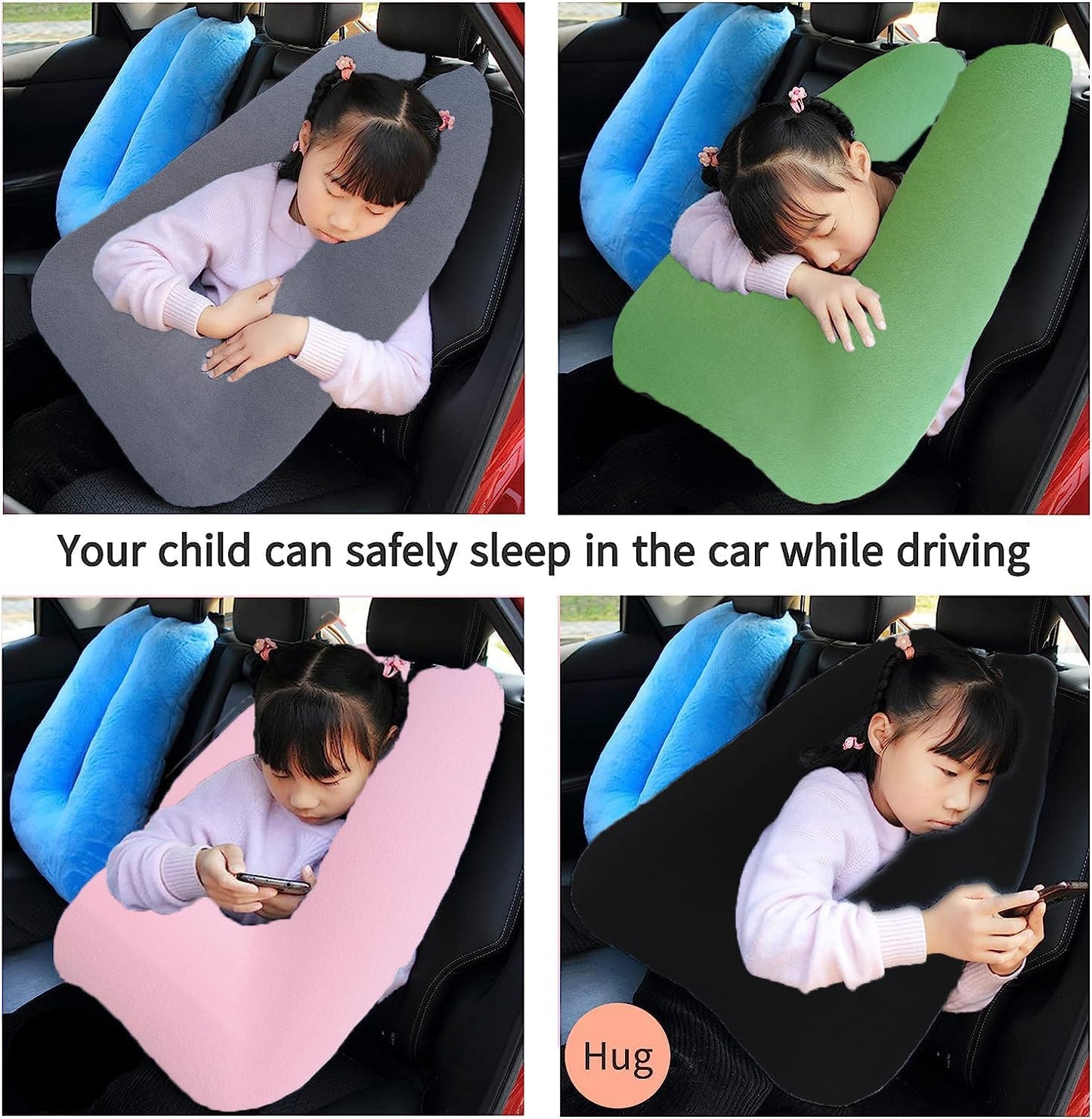 Travel Pillow Car Pillow Kid Car Sleeping The Sleeping Aid for Adults and Kids on Road Trips Sponge Kids Travel Pillow Provides Body and Head Support Pink