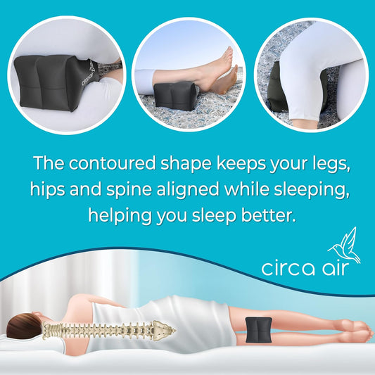Circa Air Inflatable Knee Pillow for Side Sleepers, Travel Knee Pillow Between Legs for Sleeping, Orthopedic Sciatica Pain Relief Pillow, Leg Pillow for Hip Joints and Thigh Sleep Support