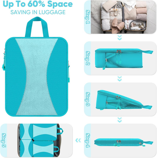 8 Set Compression Packing Cubes for Travel, Packing Cubes Compression Travel Accessories Expandable Packing Organizers for Carry on Luggage Suitcase (Gray)