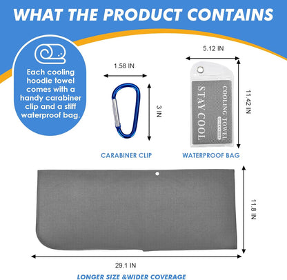 3 Pack Cooling Hoodie Towels for Neck and Face, UPF 50 Sun Protection & Instant Cooling, Ice Towels for Hot Weather, Soft Breathable Towel for Sport, Work Out, Gym, Camping & More Activities