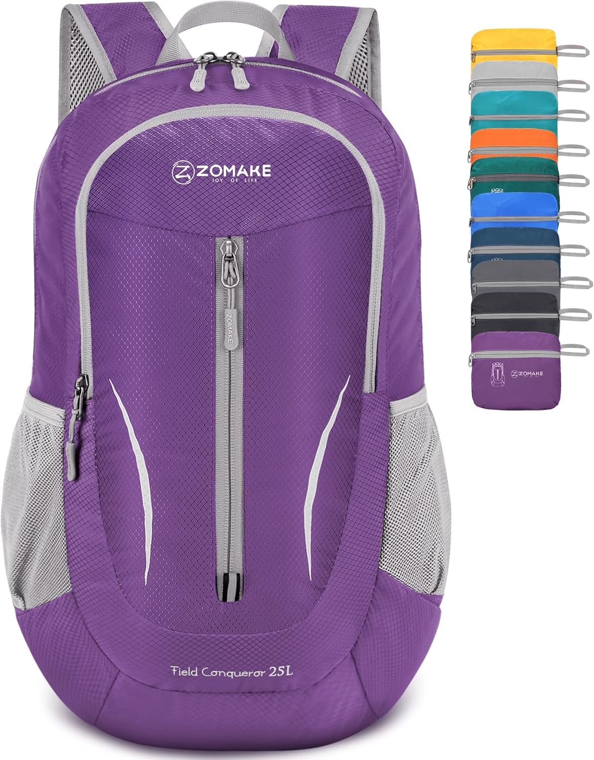 ZOMAKE Ultra Lightweight Packable Backpack 25L, Foldable Hiking Backpacks Water Resistant Small Folding Daypack for Travel(Purple)