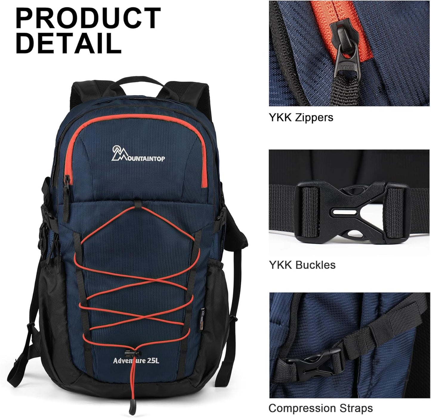 MOUNTAINTOP Hiking Backpack,25L Camping Backpack, Men Women Hiking Daypack Lightweight Travel Backpack for Camping Climbing Skiing Cycling