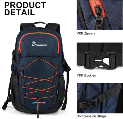 MOUNTAINTOP Hiking Backpack,25L Camping Backpack, Men Women Hiking Daypack Lightweight Travel Backpack for Camping Climbing Skiing Cycling