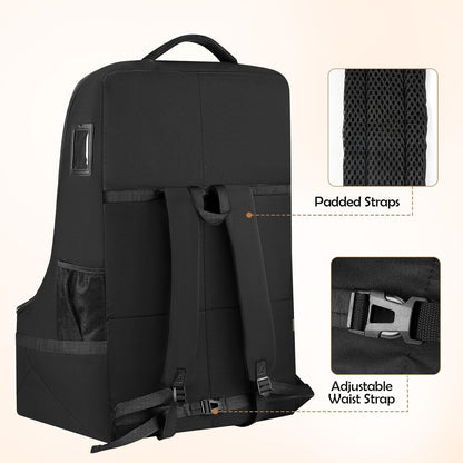 YOREPEK Padded Car Seat Backpack for Air Travel, Baby Travel Essentials for Flying, Car Seat Protector Bag for Baby Travel, Car Seat Bag for Airplane Travel (All Black)