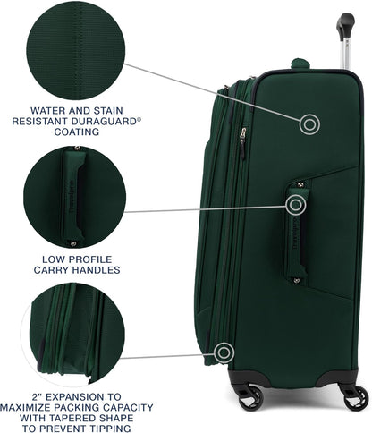 Travelpro Maxlite 5 Softside Expandable Checked Luggage with Spinner Wheels, Lightweight, 25-Inch — Forest Green