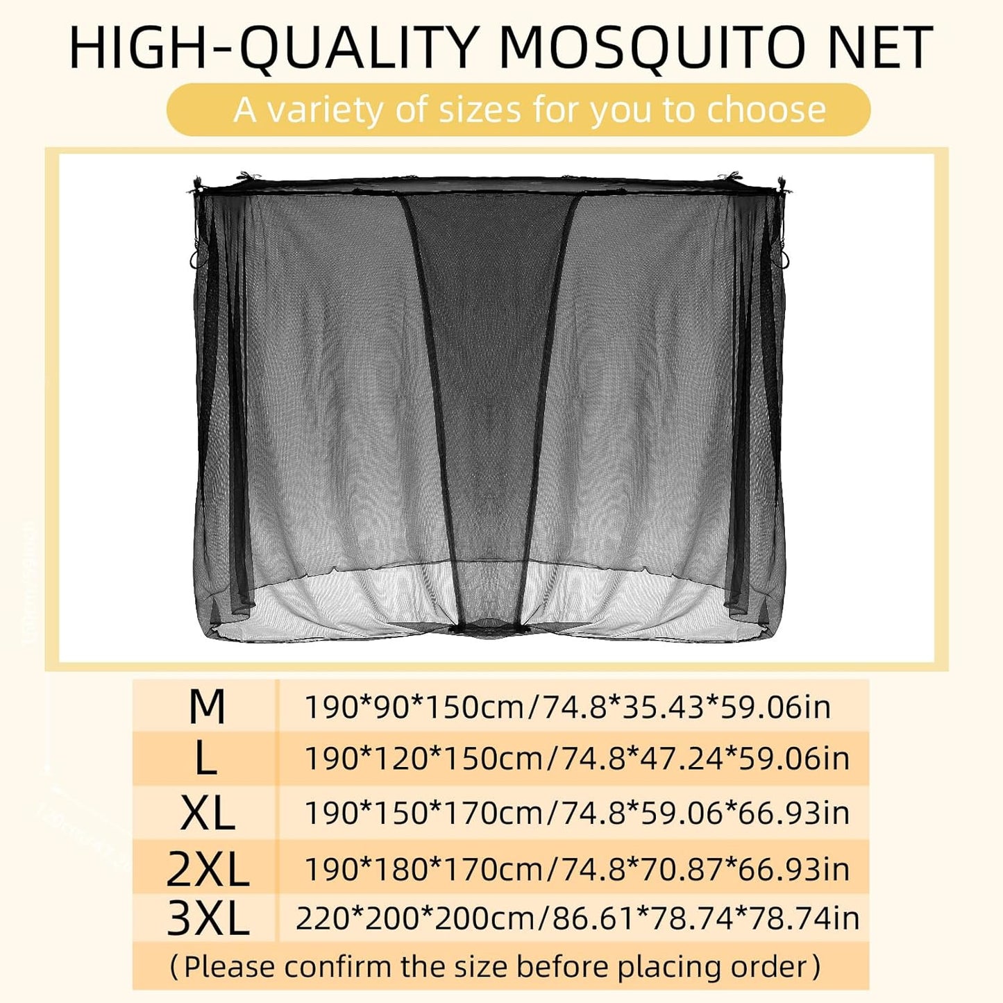4 Corners Mosquito Net for Mosquiteros para Camas Bed Canopies Netting Bed Drapes Rectangular Mosquito Mesh for Camping Home Outdoor Travel(Black,L78 X W71 X H67 Inch,Opening)