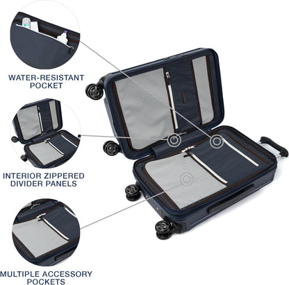 Travelpro Platinum Elite Hardside Expandable Carry on Luggage, 8 Wheel Spinner, TSA Lock, Hard Shell Polycarbonate Suitcase, True Navy Blue, Compact Carry on 20-Inch