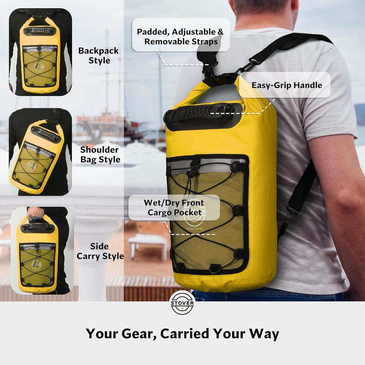 STOVER 5/10/25/30/40/55L Waterproof Backpack- Floating Dry Bag for Kayaking, Travel, Beach, Hiking, & Camping, Men/Women