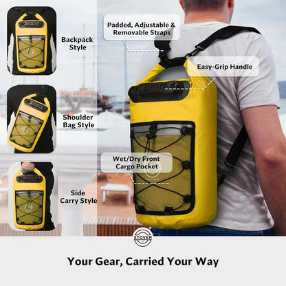 STOVER 5/10/25/30/40/55L Waterproof Backpack- Floating Dry Bag for Kayaking, Travel, Beach, Hiking, & Camping, Men/Women