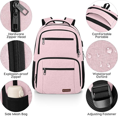 Backpack for Girls Women, School Backpack for Teen Boys, Lightweight Casual High School Bookbag, Daily-use Travel Laptop Backpack with USB Charging Port Fits 15.6 Inch Notebook