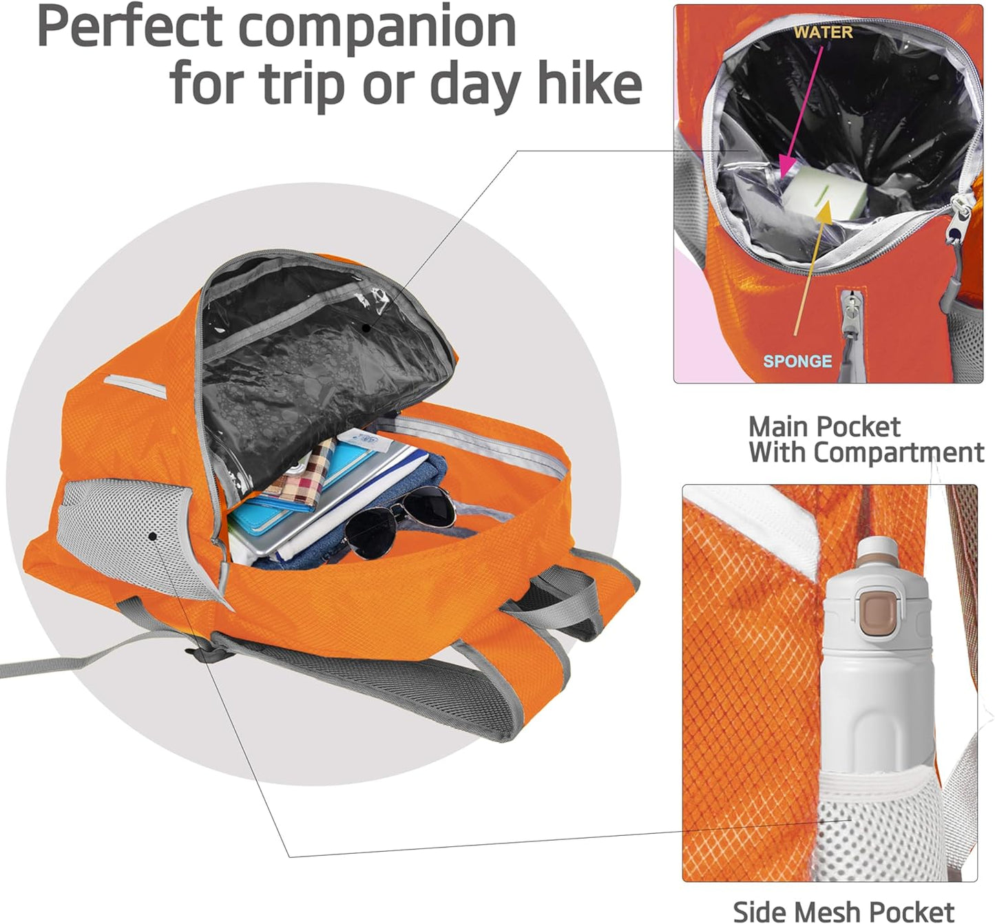 35L Foldable Waterproof Backpack For Outdoor Sports Travel Inside Wet Clothes Compartment Packable For Multiple