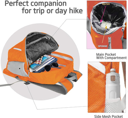 35L Foldable Waterproof Backpack For Outdoor Sports Travel Inside Wet Clothes Compartment Packable For Multiple