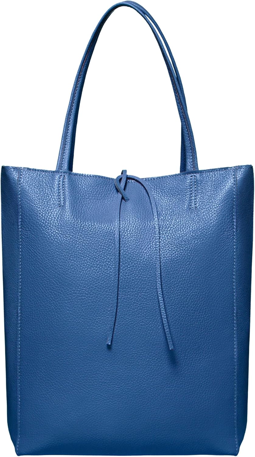 Italian Calf Leather Tote for Women with Zipper, Inner Pocket & Flat Base | Soft Unlined Shopper for Work & Travel