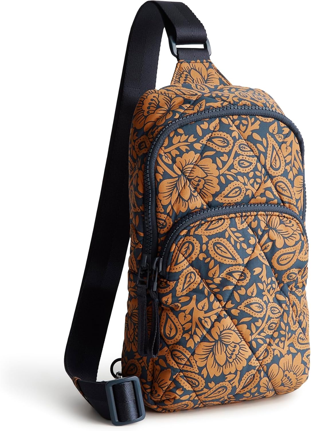 Vera Bradley Women's Lorman Sling Backpack-Featherweight Bag, Lotus Montage Roasted Pecan, One Size