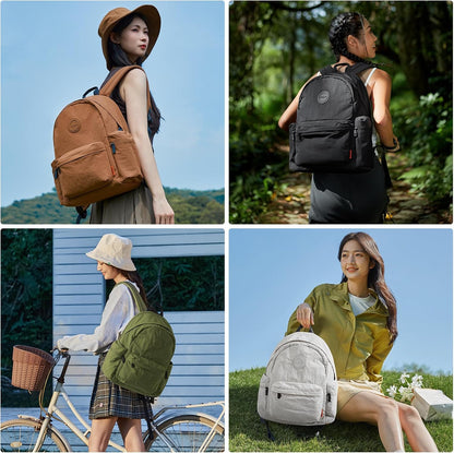 mixi Outdoor Lightweight Backpack Casual Carry On Laptop Backpack Travel Bookbag for Women Men, Water Resistant Durable Small Hiking Bag for Camping Weekender Sports College Work, 15 Inch, Black