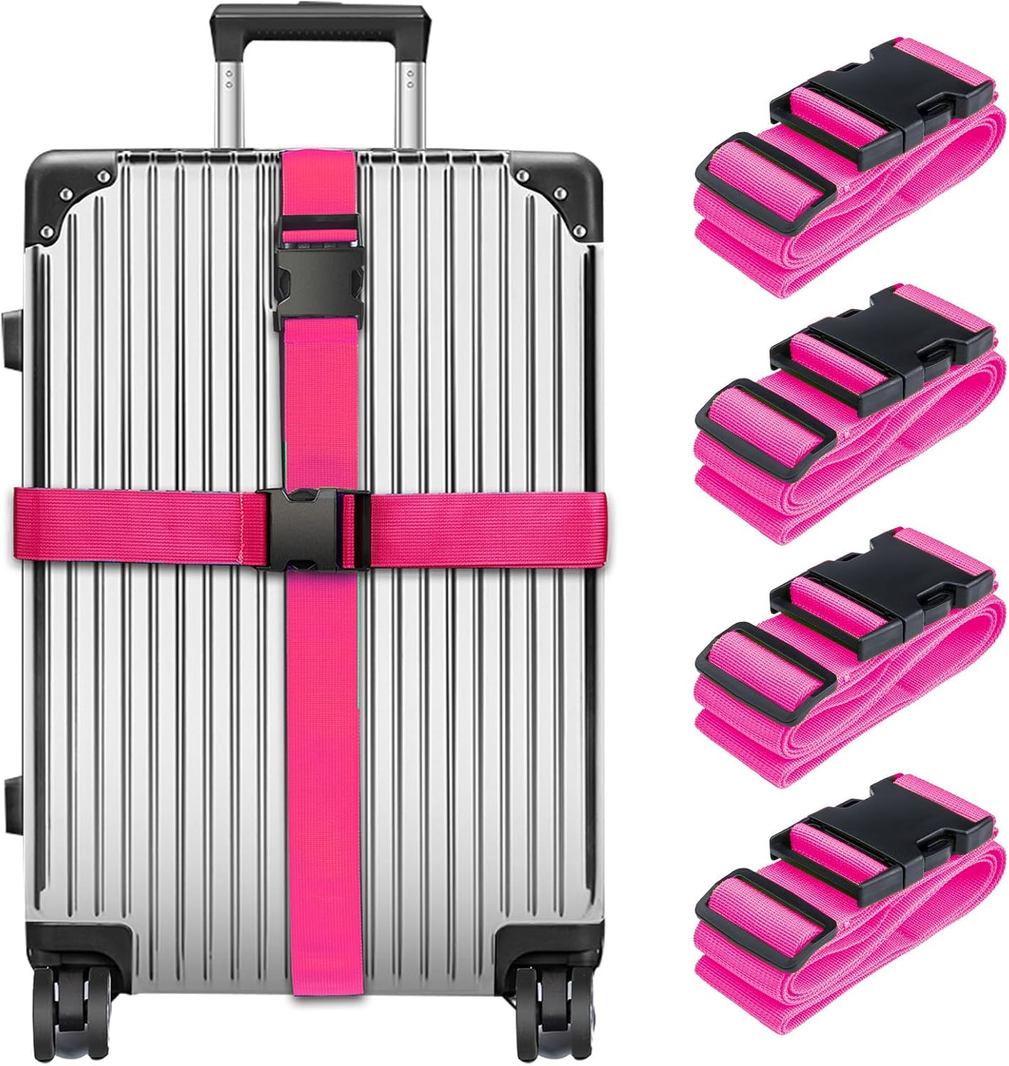 Luggage Straps for Suitcases TSA Approved, Travel Belt Suitcase Belt, Suitcase Straps TSA Approved, Luggage Belt Strap TSA Approved, Travel Straps for Luggage, Luggage Band Bag Straps, Pink